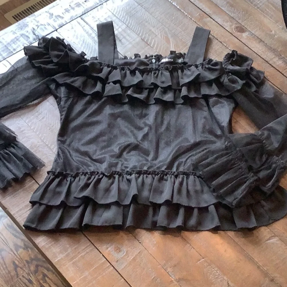 Black Lace Tiered Blouse
